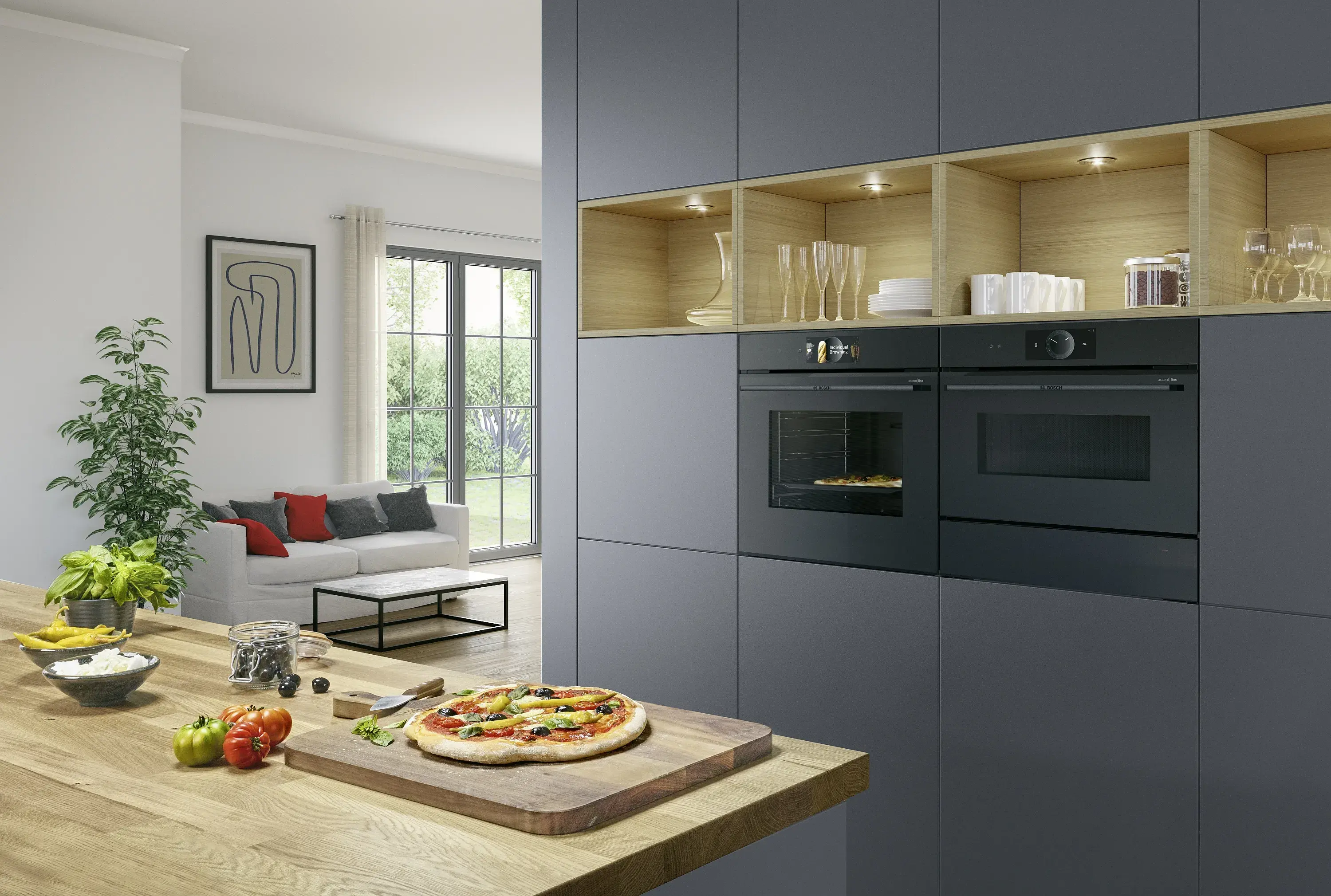 BOSCH Accentline Einbauofen Dampfgarer Waermeschublade